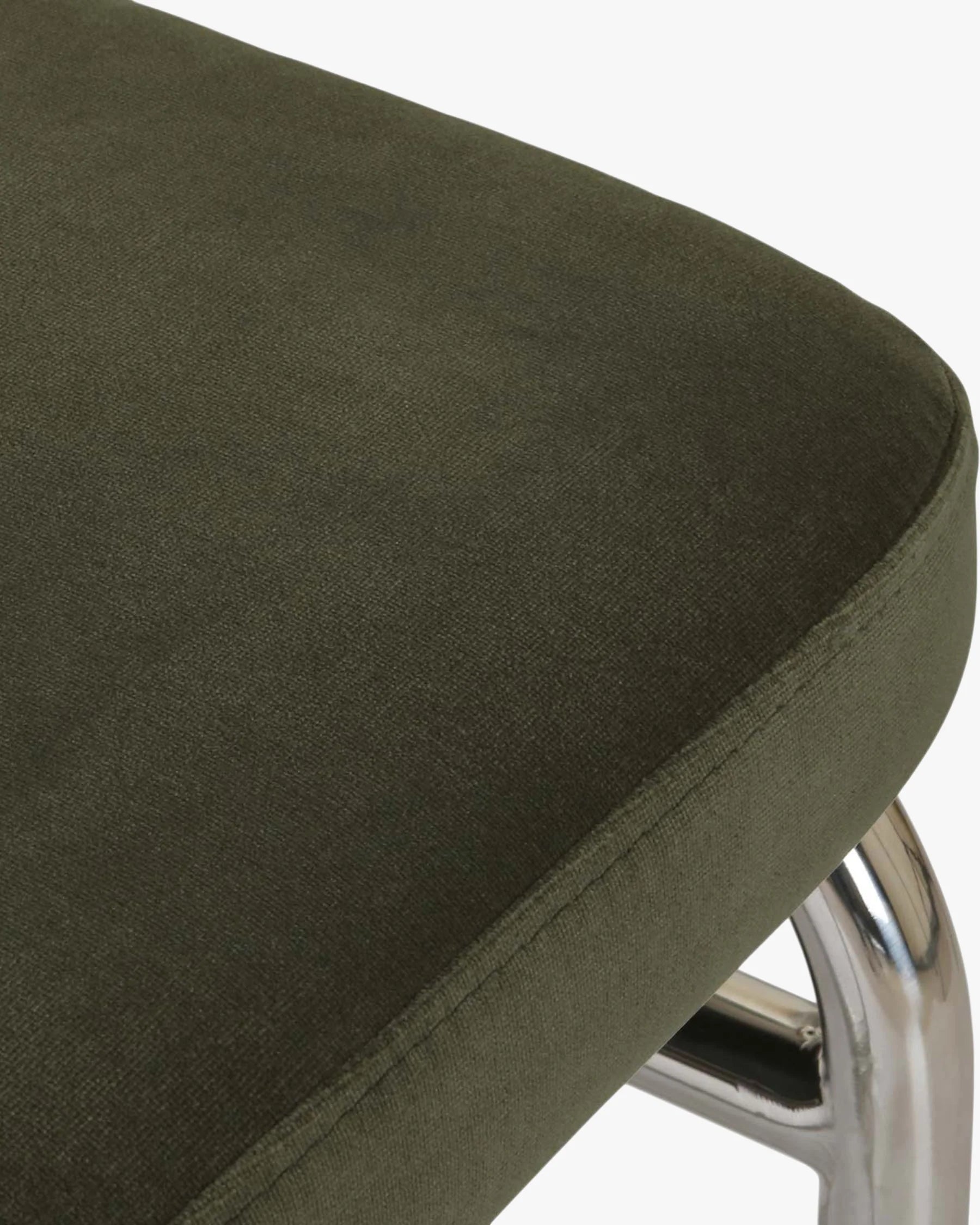 Chaise design, Velours Vert Bouteille, Cannage & Métal Chromé, Uberto