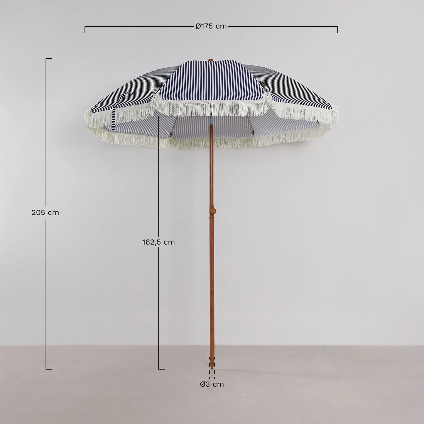 Parasol Miska Ø175 cm en tissu et acier