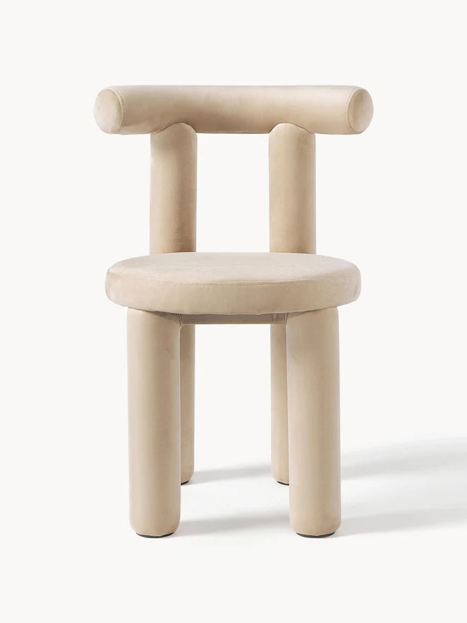 Chaise rembourrée en velours Calan