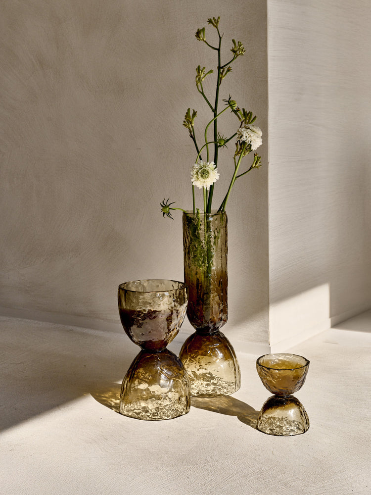 DIABOLO - vase / photophore - verre - DIA 12 x H 15 cm - fumé