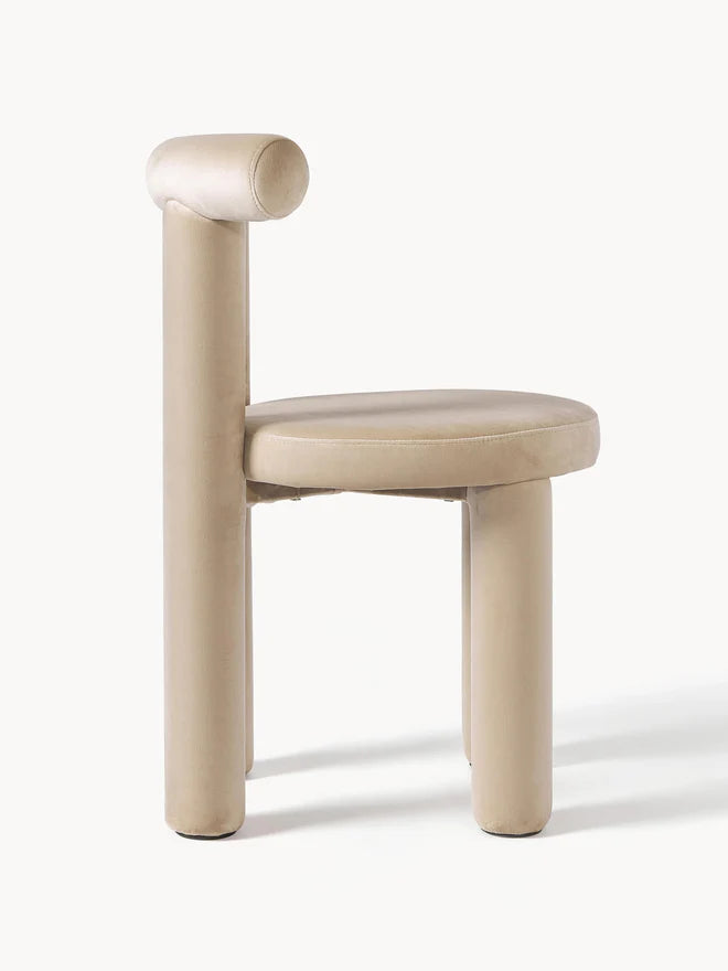 Chaise rembourrée en velours Calan