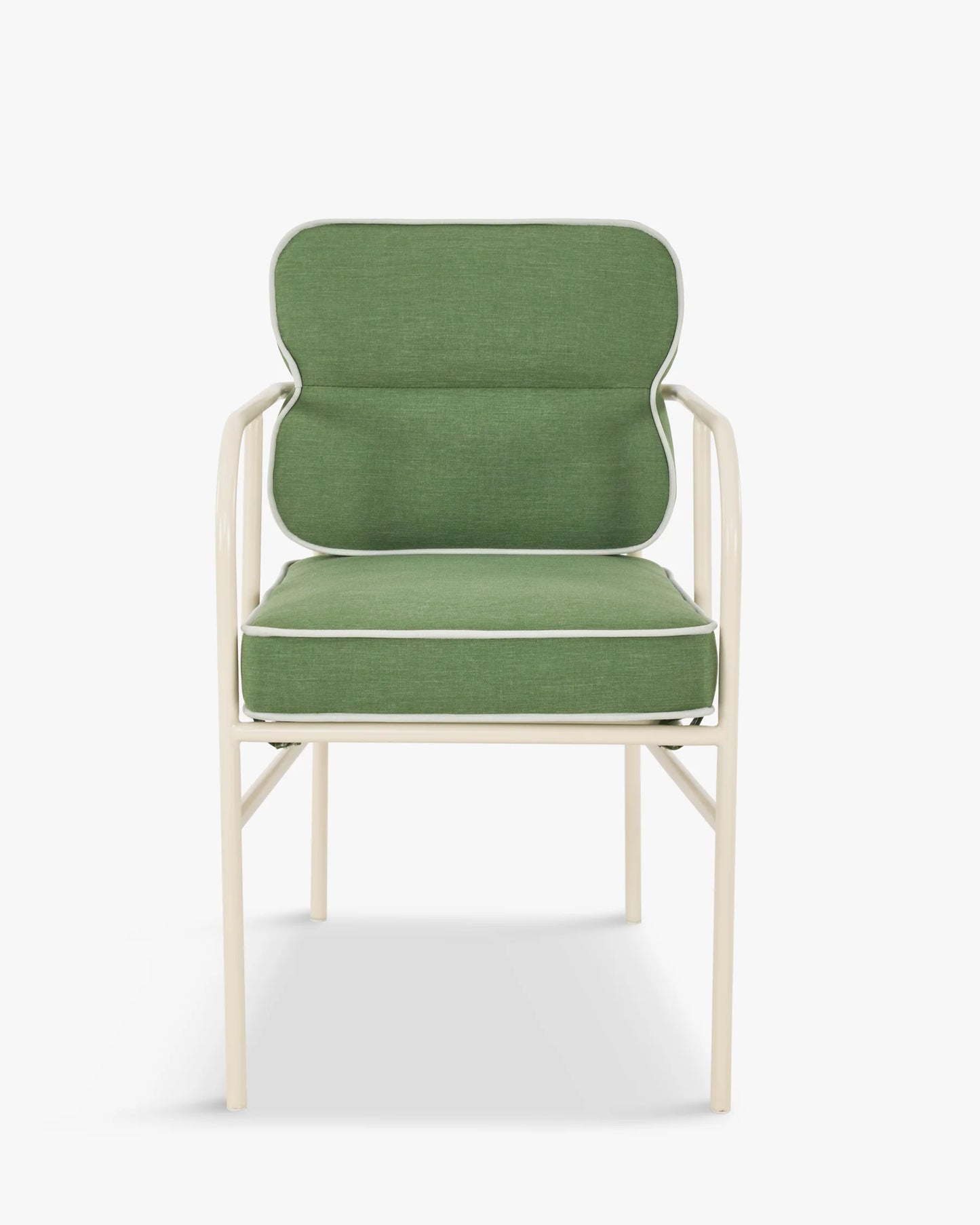 Chaise de jardin avec accoudoirs, vert sauge & métal blanc, Maddalena