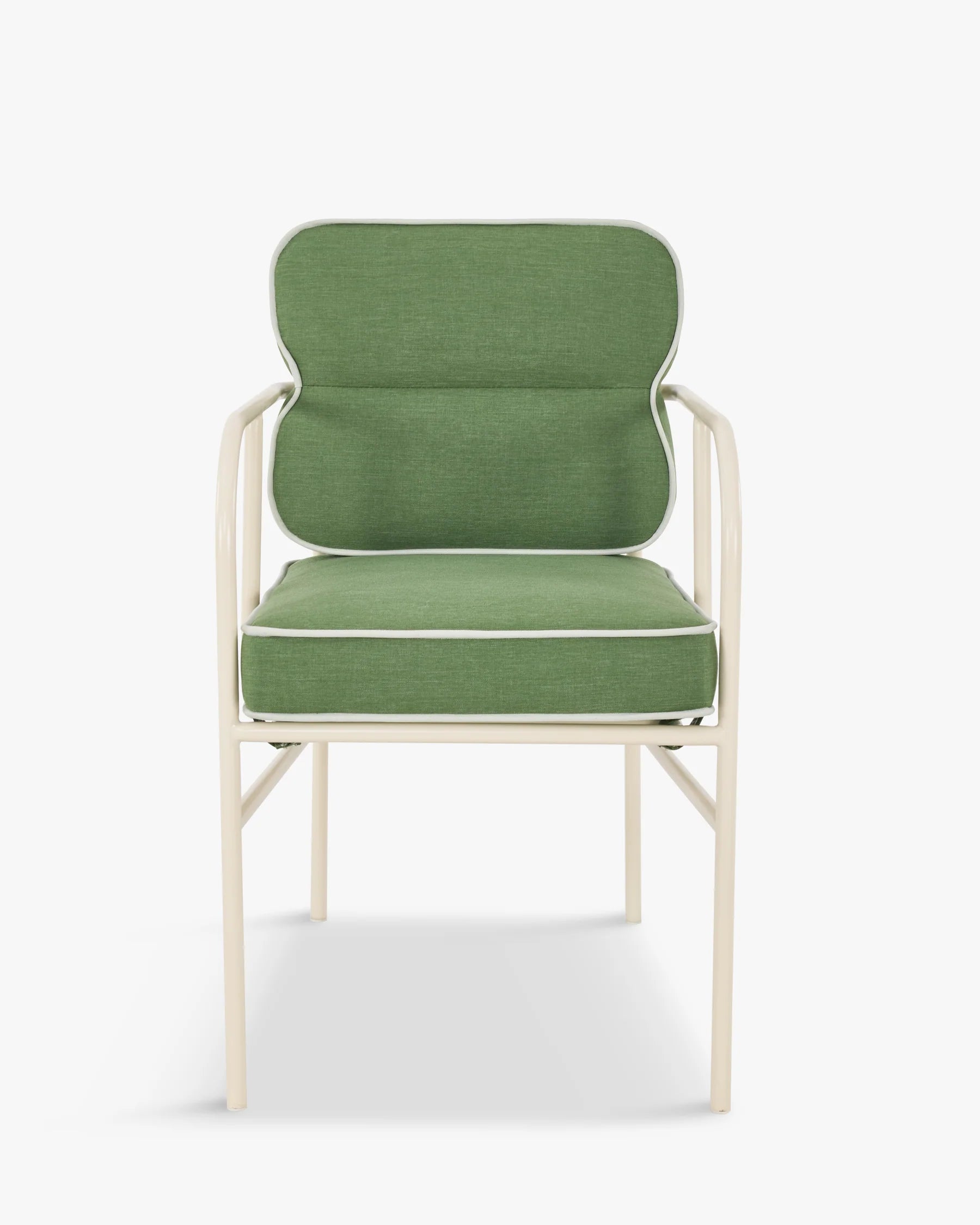 Chaise de jardin avec accoudoirs, vert sauge & métal blanc, Maddalena