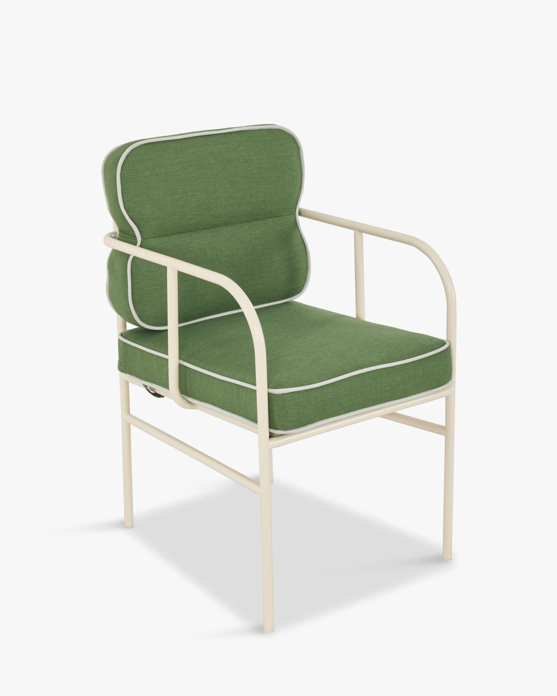 Chaise de jardin avec accoudoirs, vert sauge & métal blanc, Maddalena