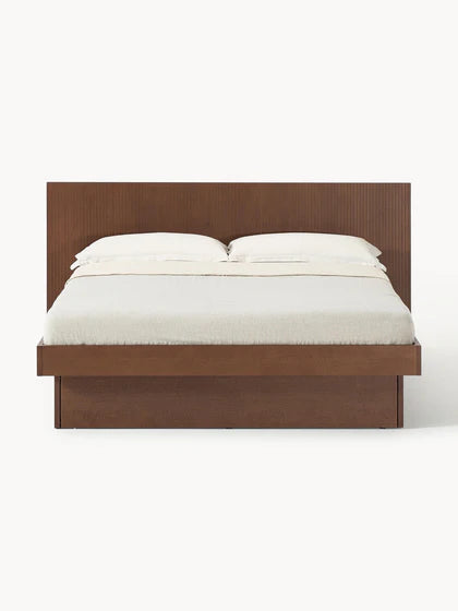 Lit en bois avec rangement et tête de lit Sato