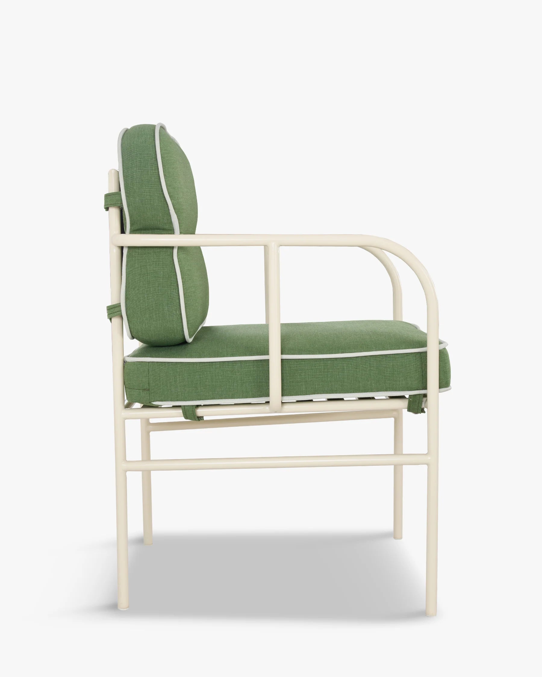 Chaise de jardin avec accoudoirs, vert sauge & métal blanc, Maddalena