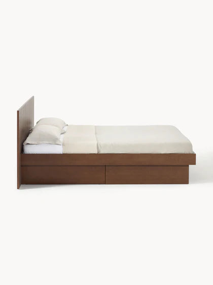 Lit en bois avec rangement et tête de lit Sato