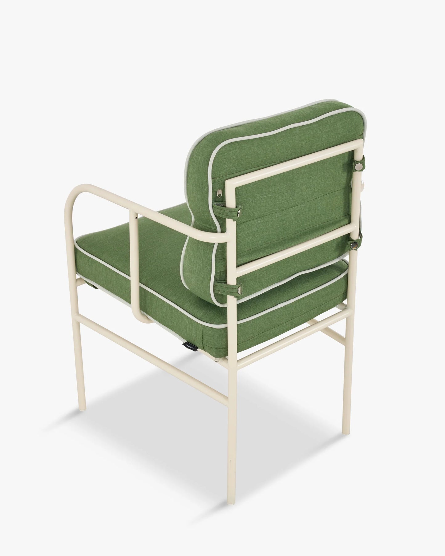 Chaise de jardin avec accoudoirs, vert sauge & métal blanc, Maddalena