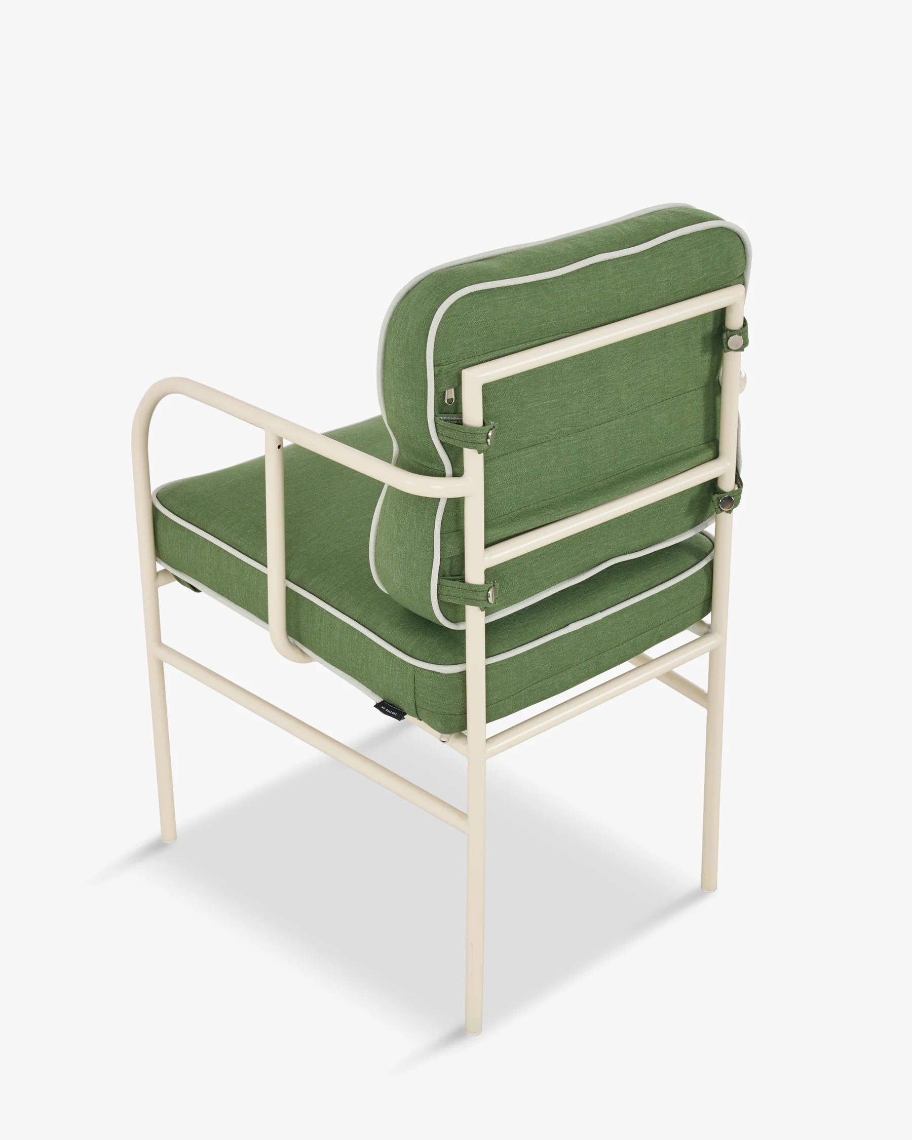 Chaise de jardin avec accoudoirs, vert sauge & métal blanc, Maddalena