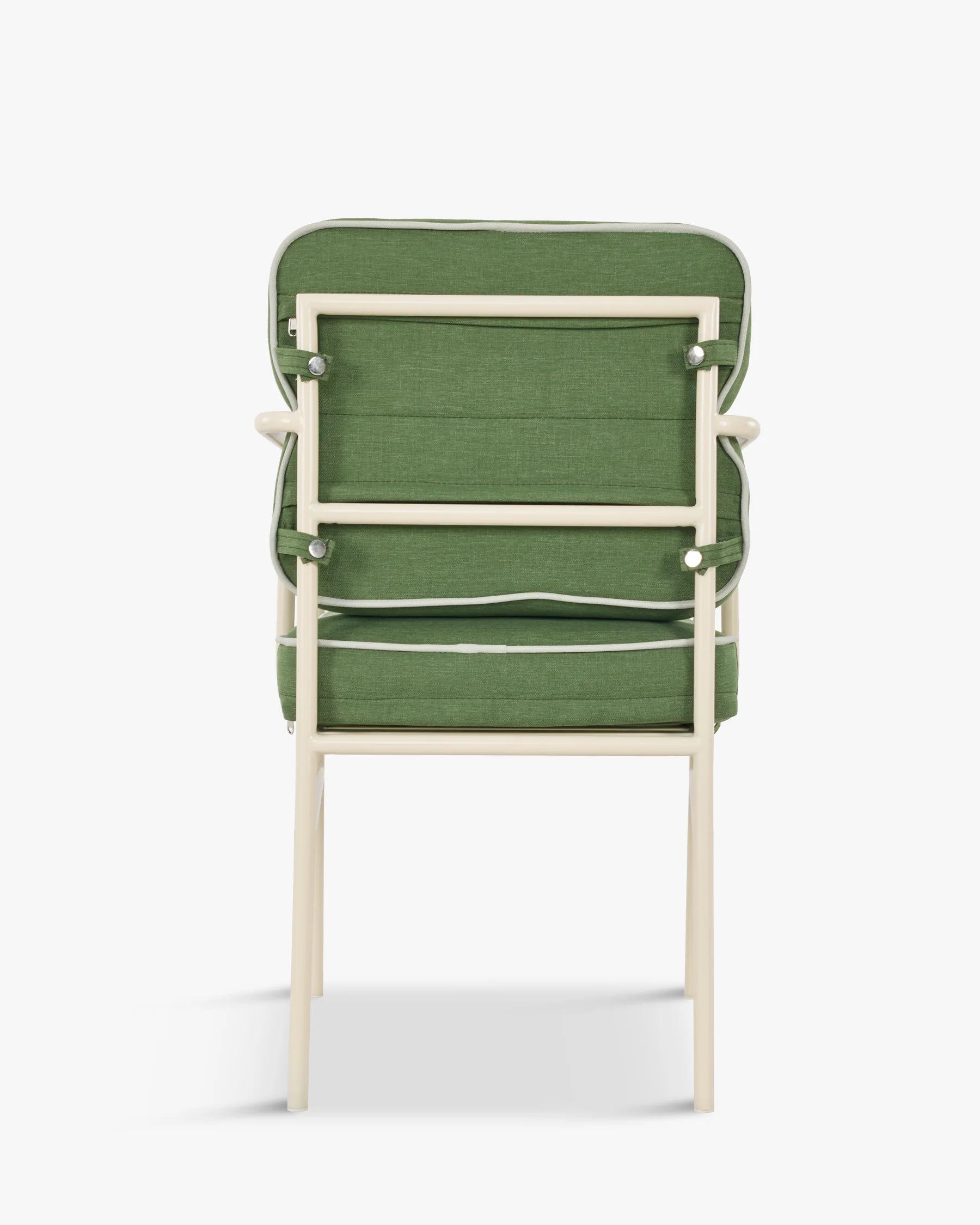 Chaise de jardin avec accoudoirs, vert sauge & métal blanc, Maddalena
