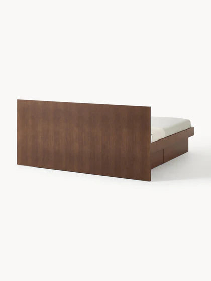 Lit en bois avec rangement et tête de lit Sato