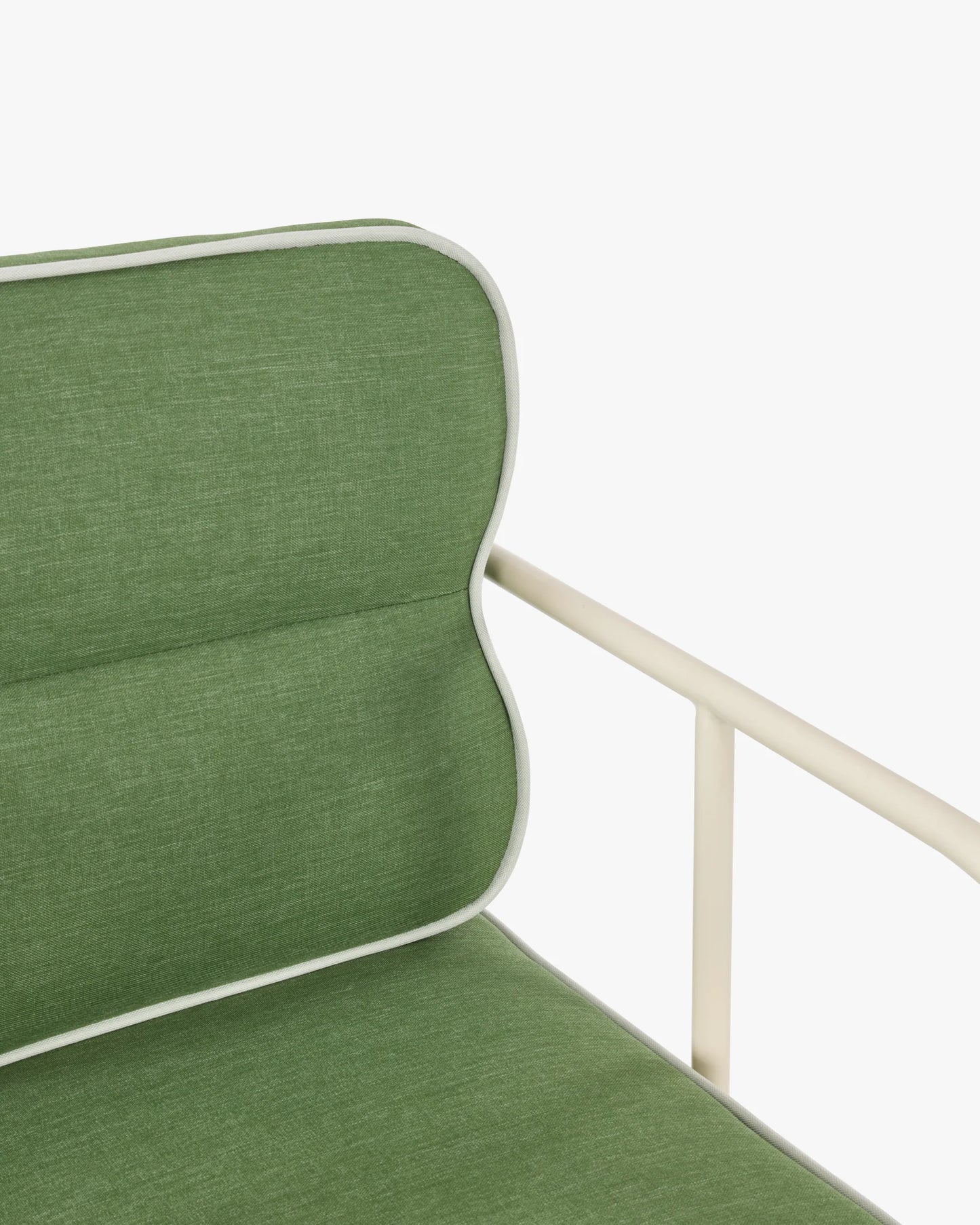 Chaise de jardin avec accoudoirs, vert sauge & métal blanc, Maddalena