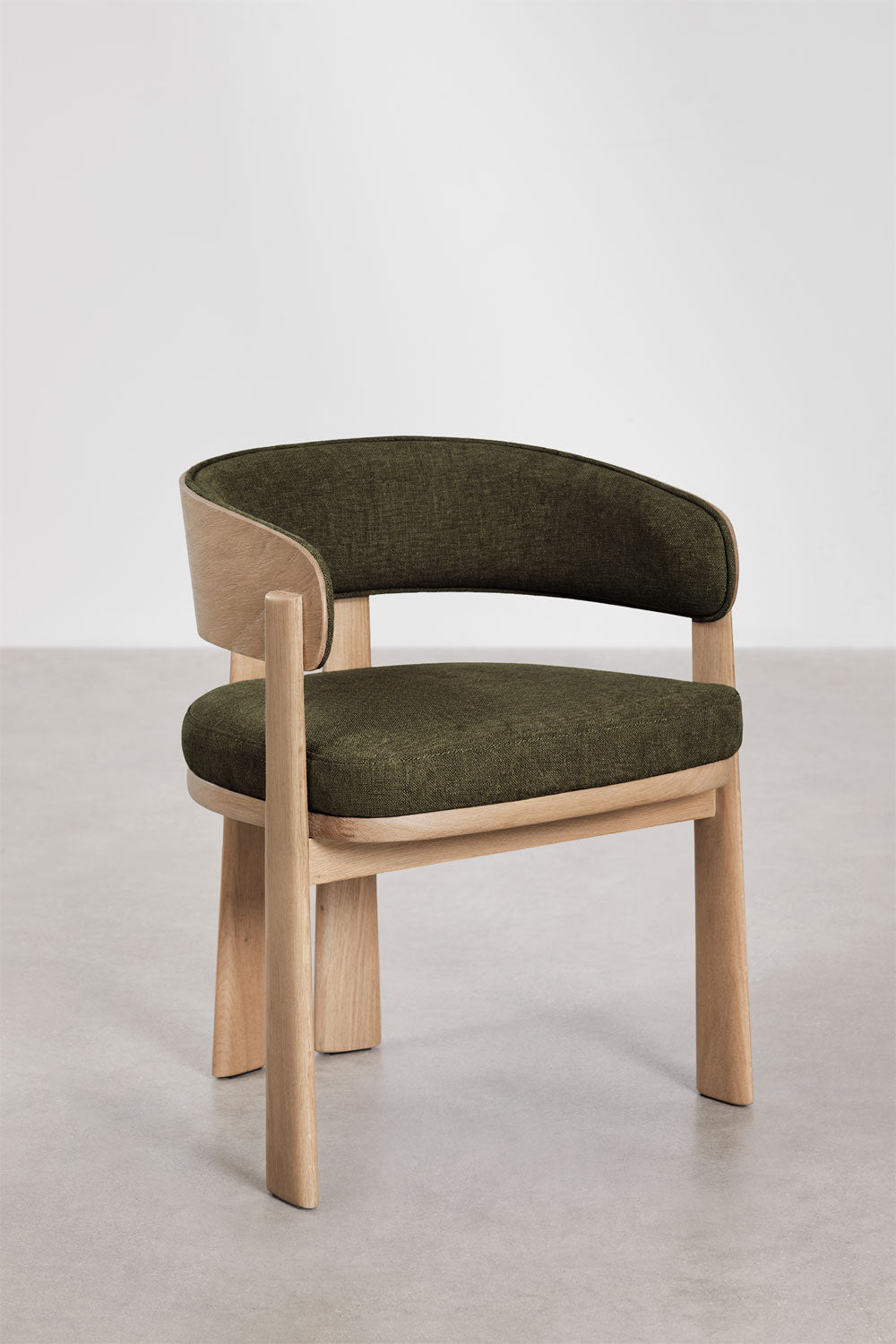 Chaise de salle à manger avec accoudoirs, tapissée et en bois de chêne Olea Signature