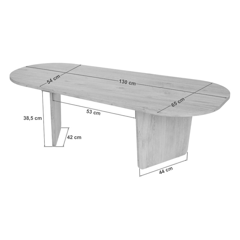 Table basse ovale en bois 130x65cm- SOMA