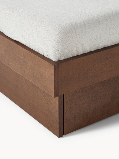 Lit en bois avec rangement et tête de lit Sato