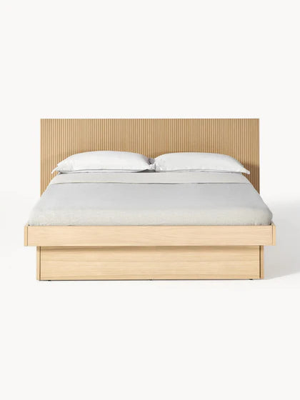 Lit en bois avec rangement et tête de lit Sato