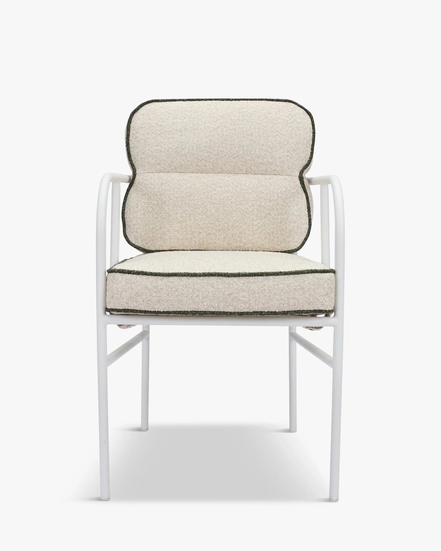 Chaise de jardin avec accoudoirs, vert sauge & métal blanc, Maddalena