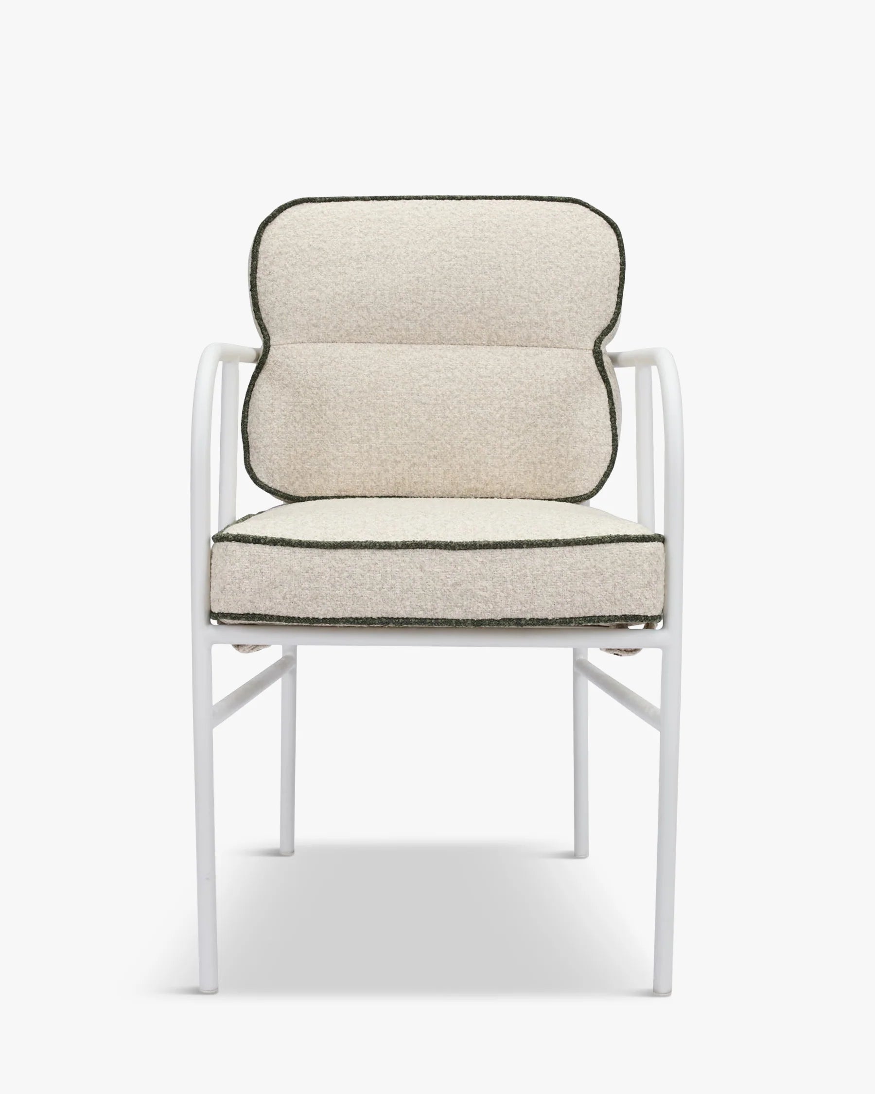 Chaise de jardin avec accoudoirs, vert sauge & métal blanc, Maddalena