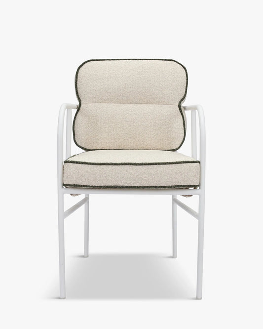 Chaise de jardin avec accoudoirs, vert sauge & métal blanc, Maddalena