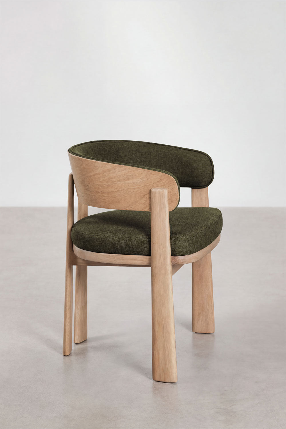 Chaise de salle à manger avec accoudoirs, tapissée et en bois de chêne Olea Signature