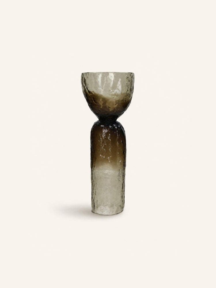 DIABOLO - vase / photophore - verre - DIA 12 x H 15 cm - fumé