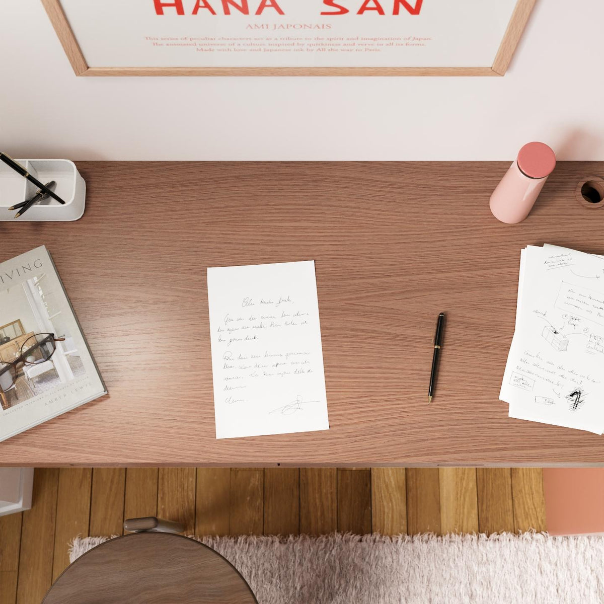 Disponible en 3 bois & 6 dimensions · Plateau Secretary Noyer naturel