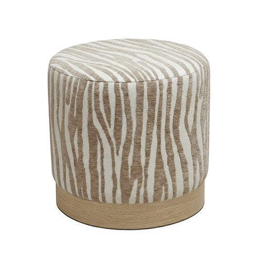 Pouf rond en tissu imprimé zèbre   40cm- WILD