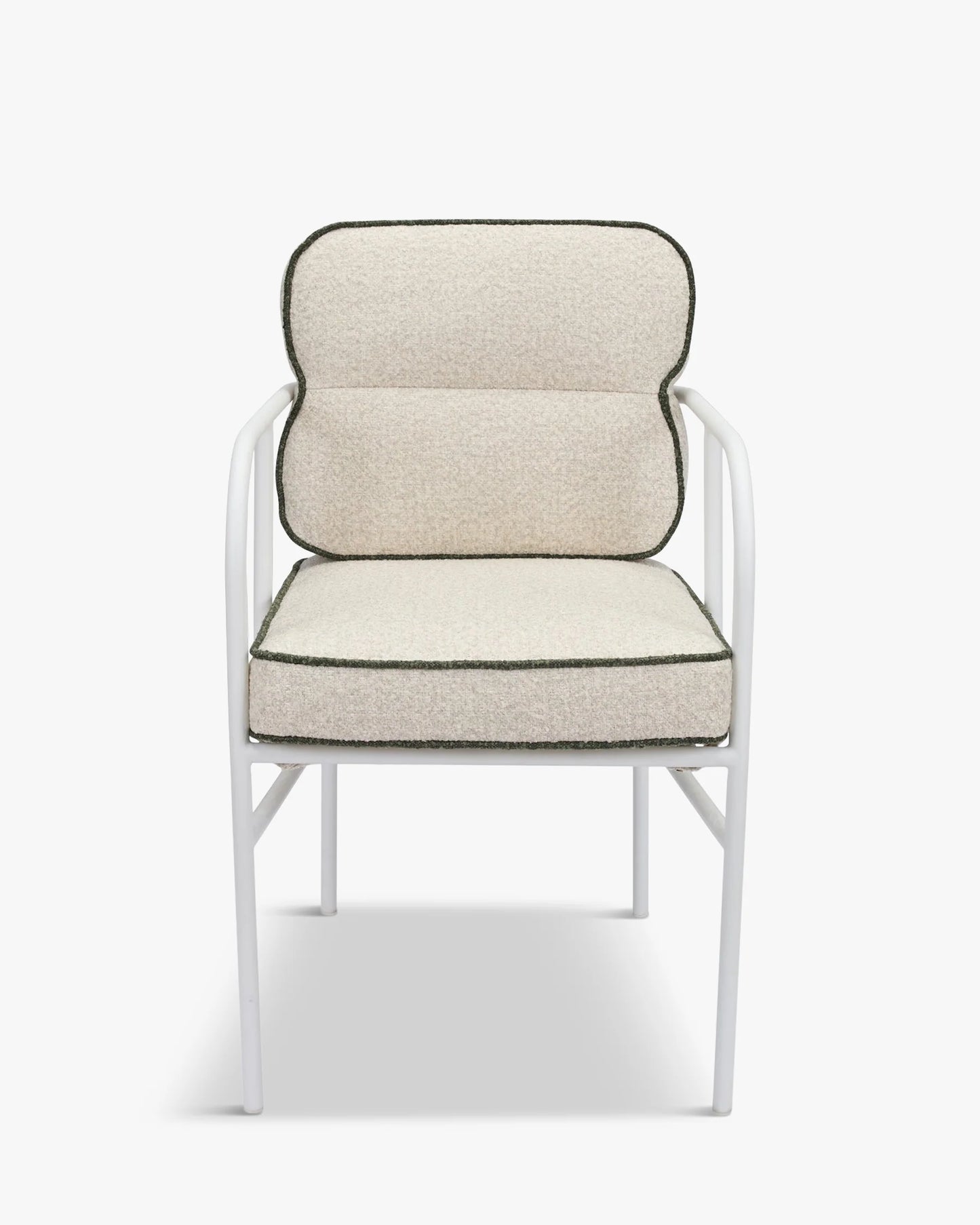 Chaise de jardin avec accoudoirs, vert sauge & métal blanc, Maddalena