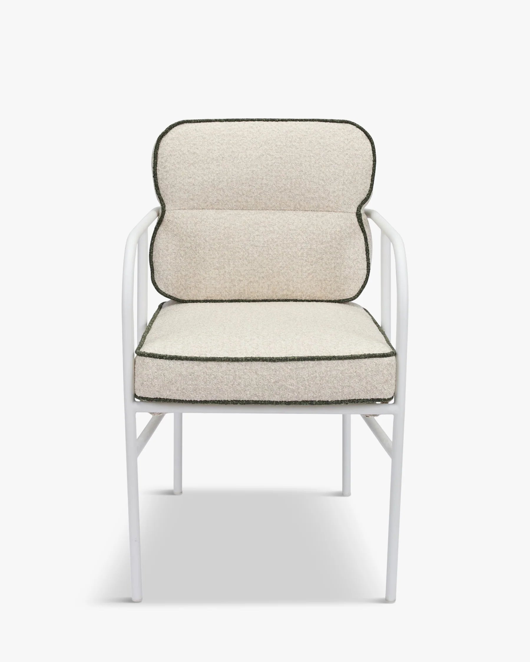 Chaise de jardin avec accoudoirs, vert sauge & métal blanc, Maddalena