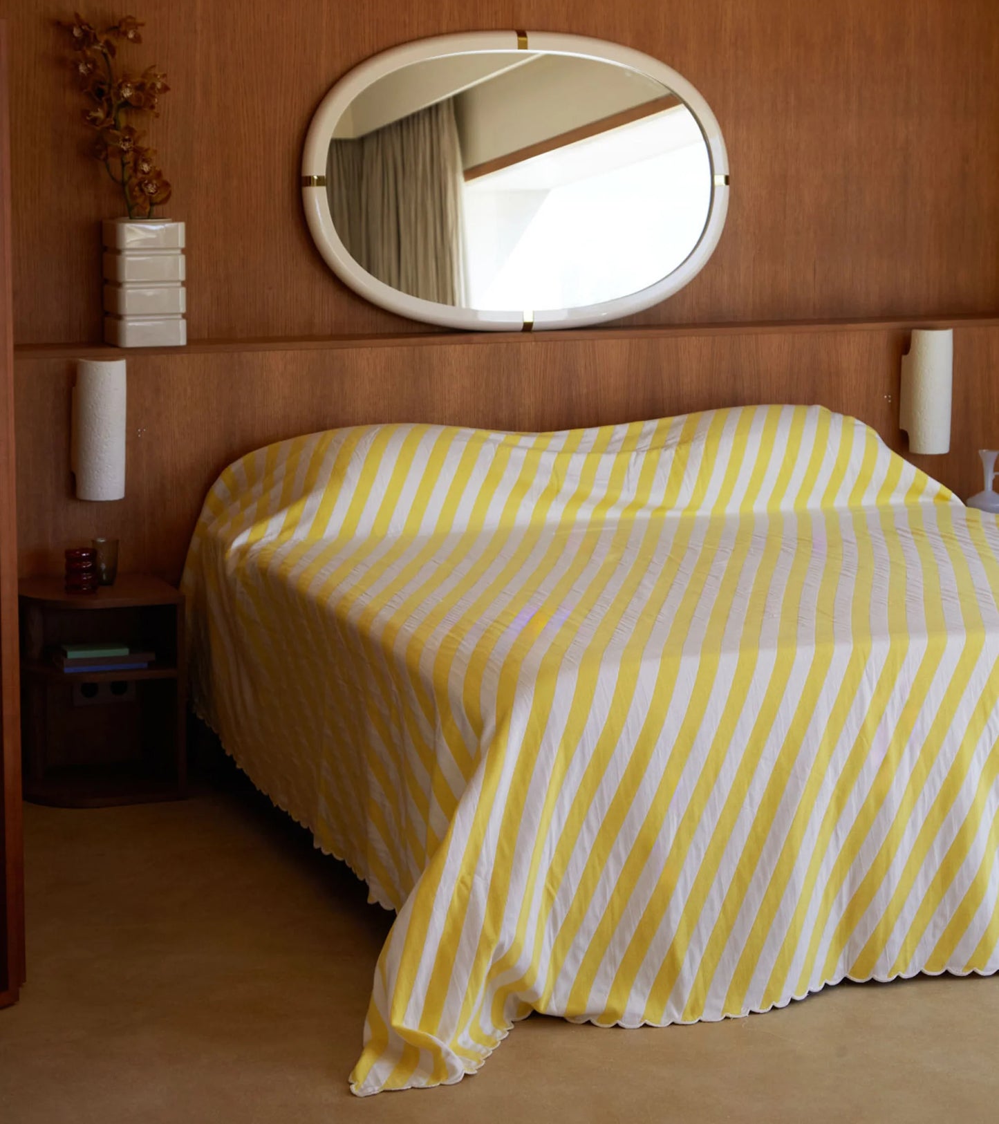 Miroir Marcello laqué blanc crème