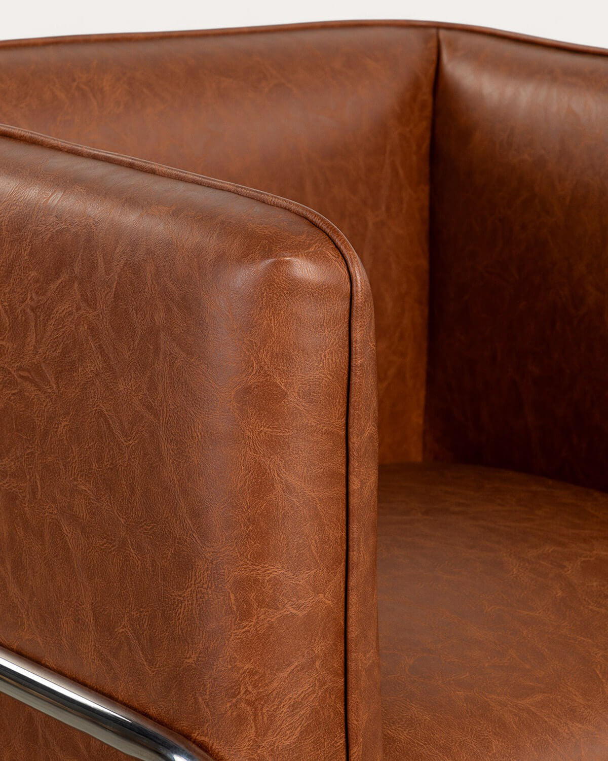 Fauteuil en similicuir et métal Marcellus