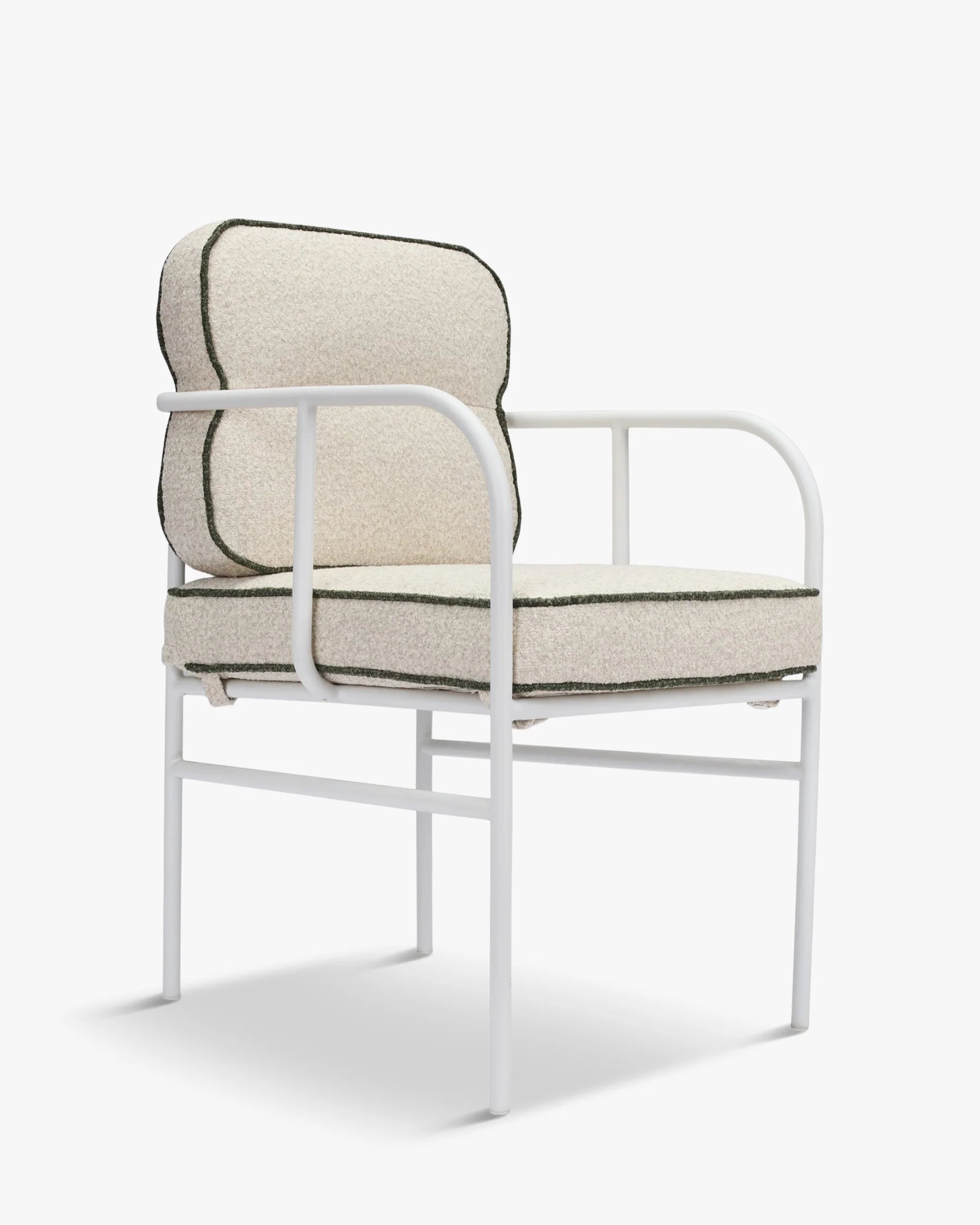 Chaise de jardin avec accoudoirs, vert sauge & métal blanc, Maddalena