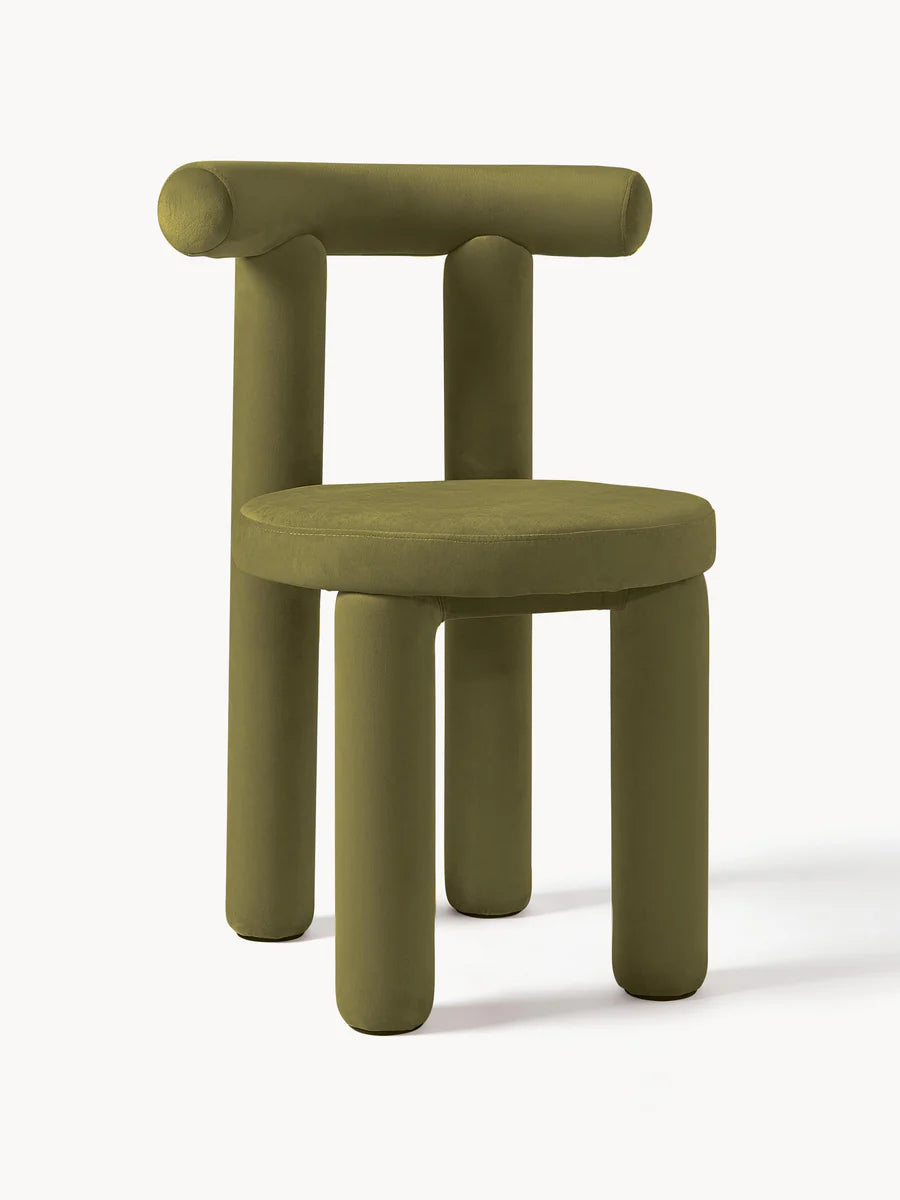 Chaise rembourrée en velours Calan