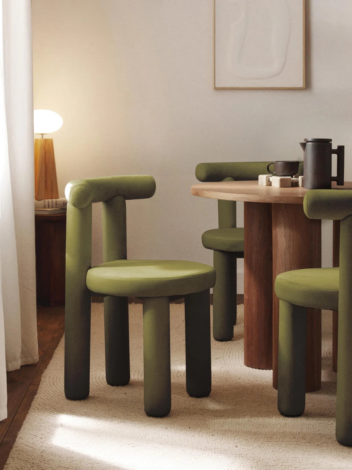 Chaise rembourrée en velours Calan