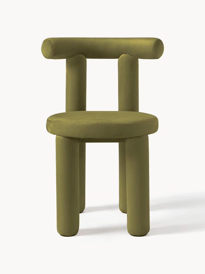 Chaise rembourrée en velours Calan