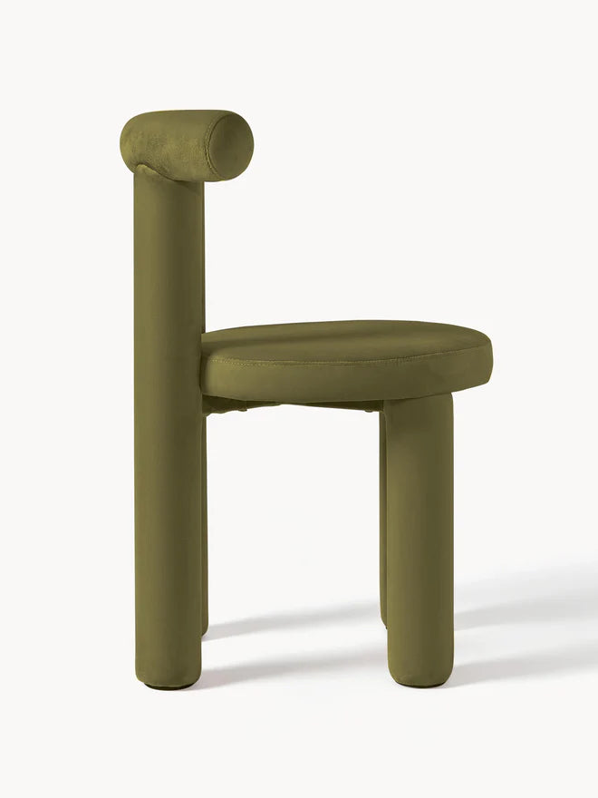 Chaise rembourrée en velours Calan