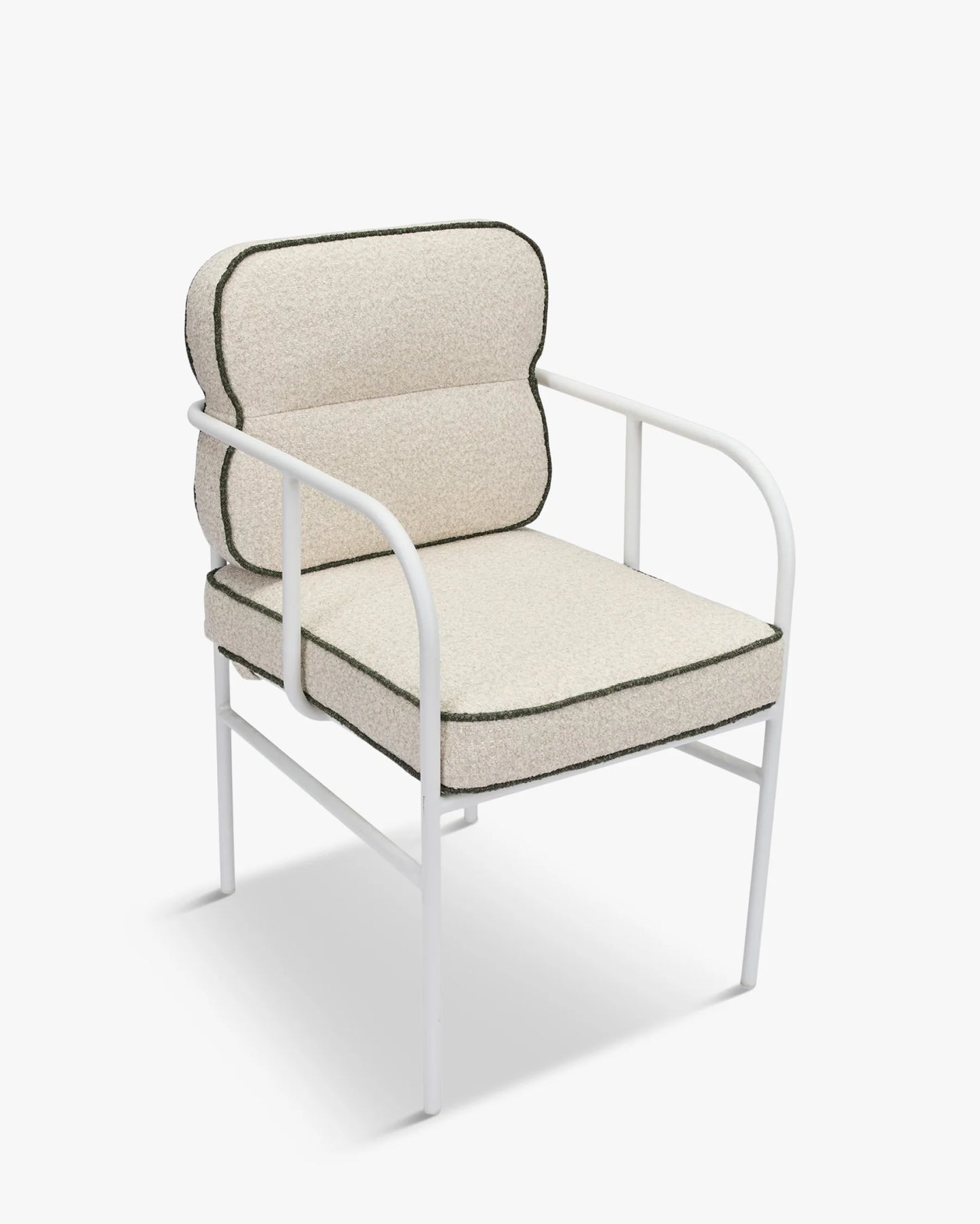 Chaise de jardin avec accoudoirs, vert sauge & métal blanc, Maddalena