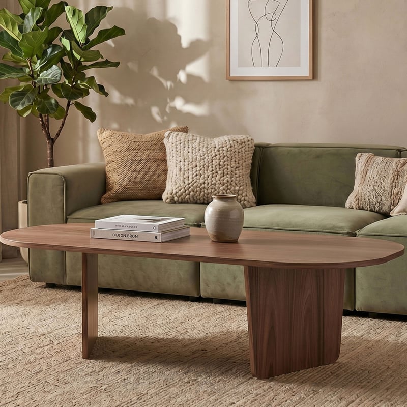 Table basse ovale en bois 130x65cm- SOMA