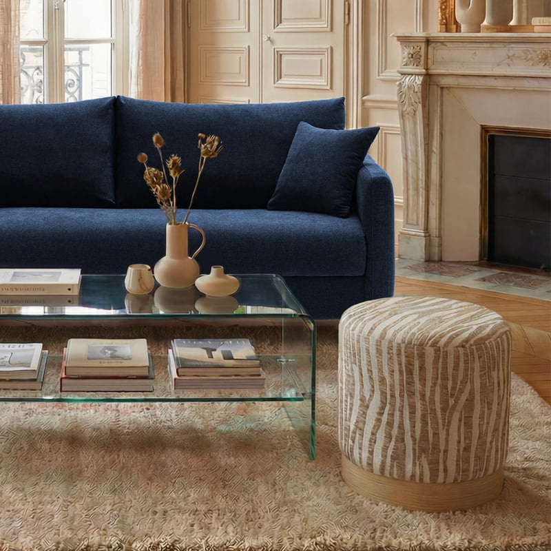 Pouf rond en tissu imprimé zèbre   40cm- WILD