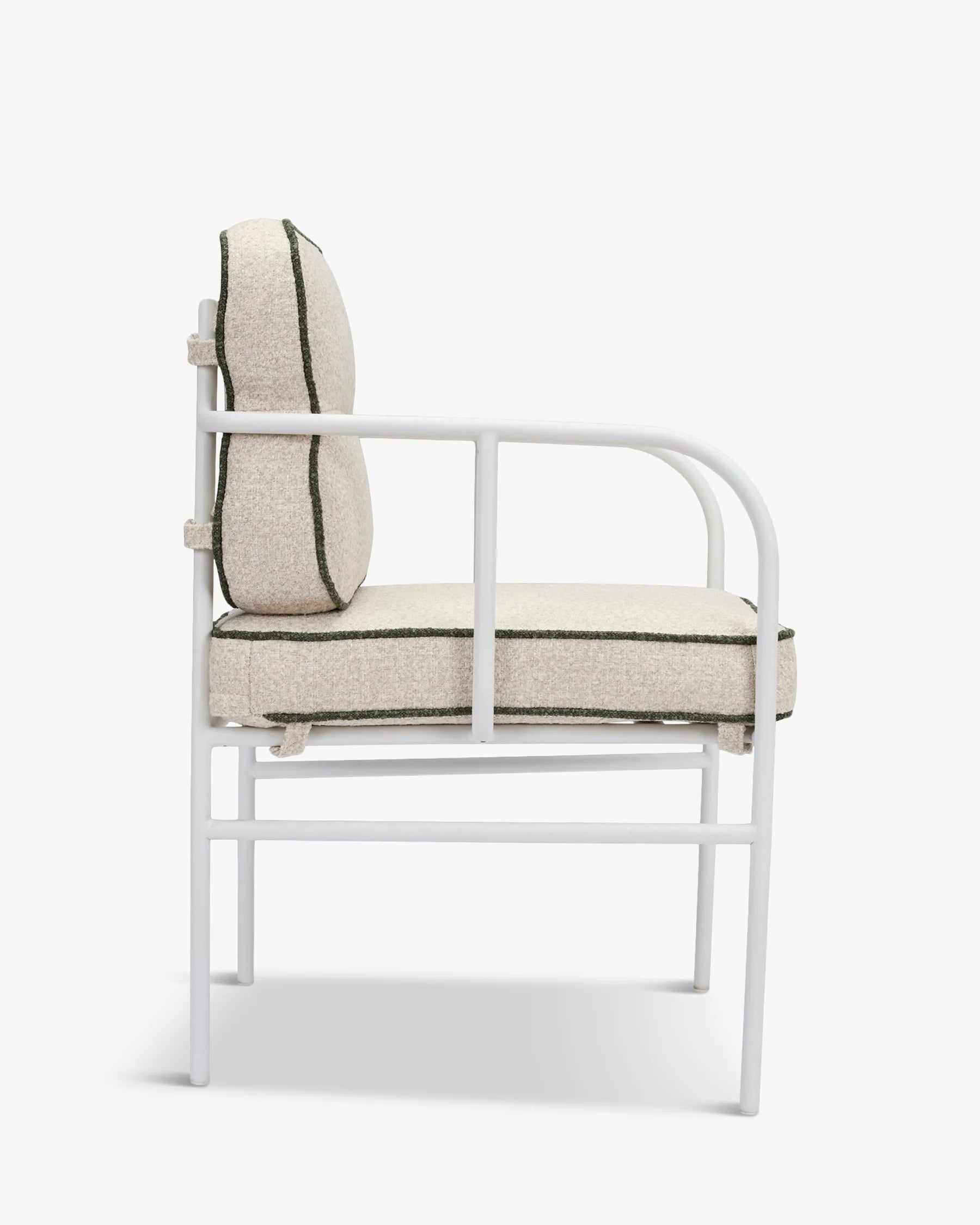 Chaise de jardin avec accoudoirs, vert sauge & métal blanc, Maddalena