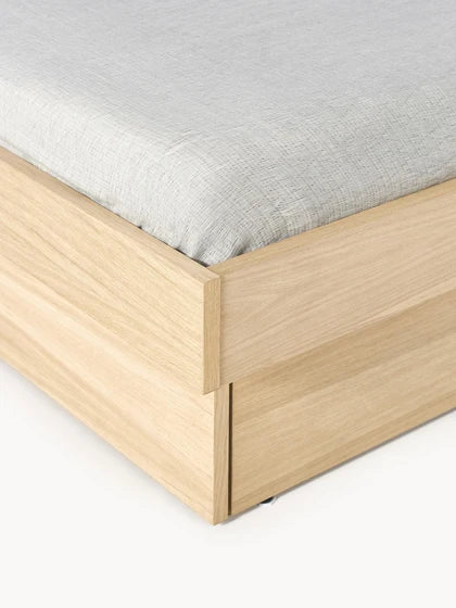 Lit en bois avec rangement et tête de lit Sato