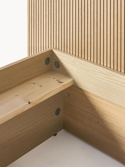 Lit en bois avec rangement et tête de lit Sato