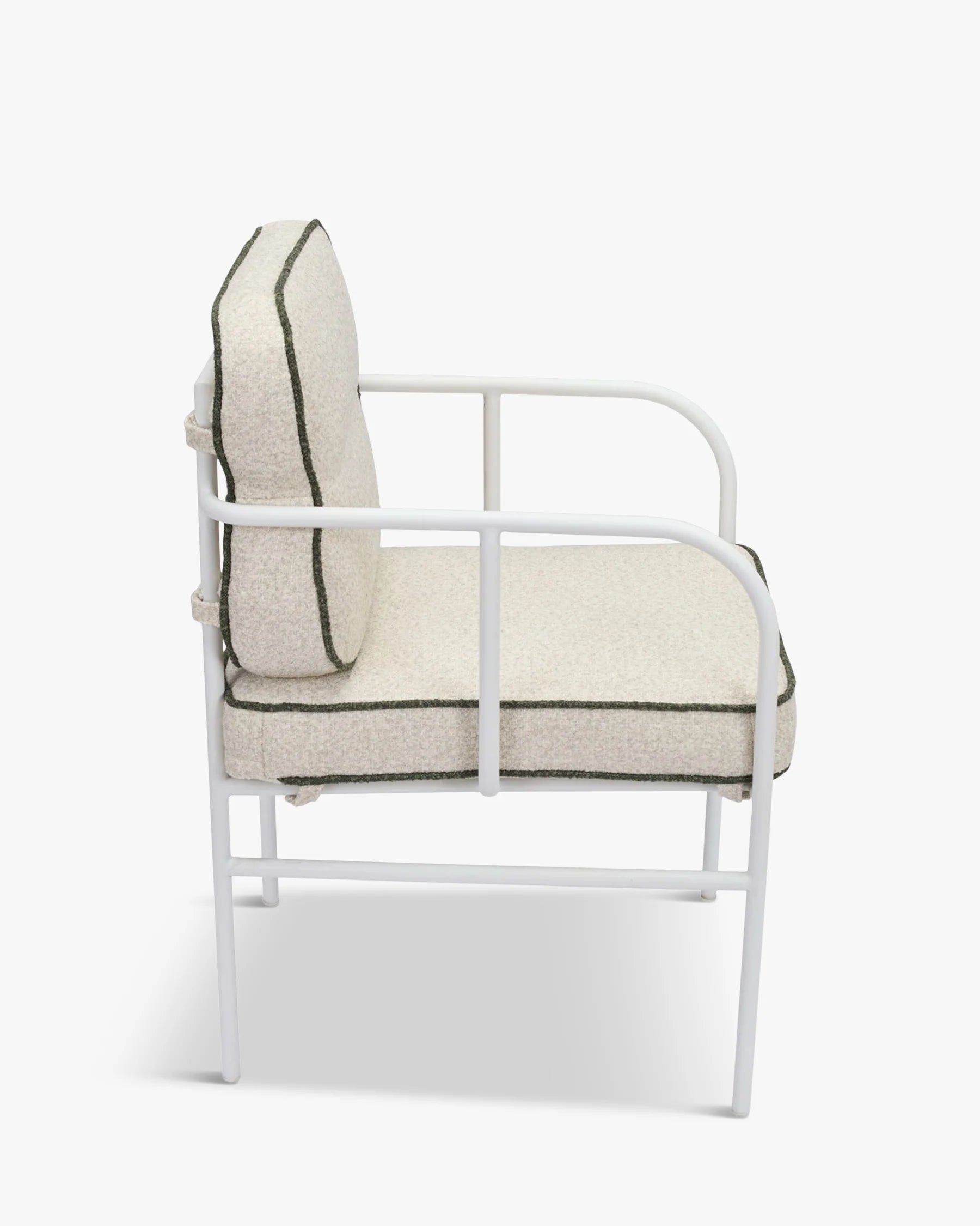 Chaise de jardin avec accoudoirs, vert sauge & métal blanc, Maddalena