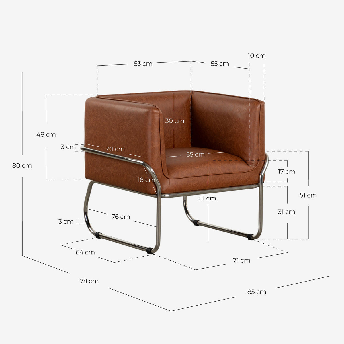 Fauteuil en similicuir et métal Marcellus