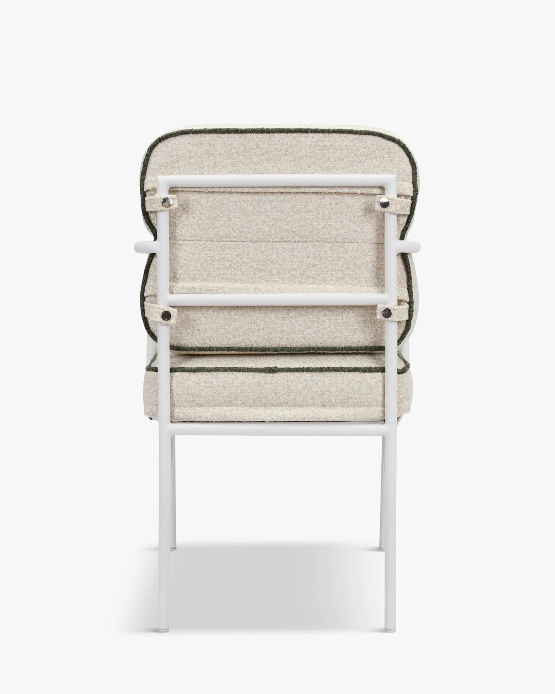 Chaise de jardin avec accoudoirs, vert sauge & métal blanc, Maddalena