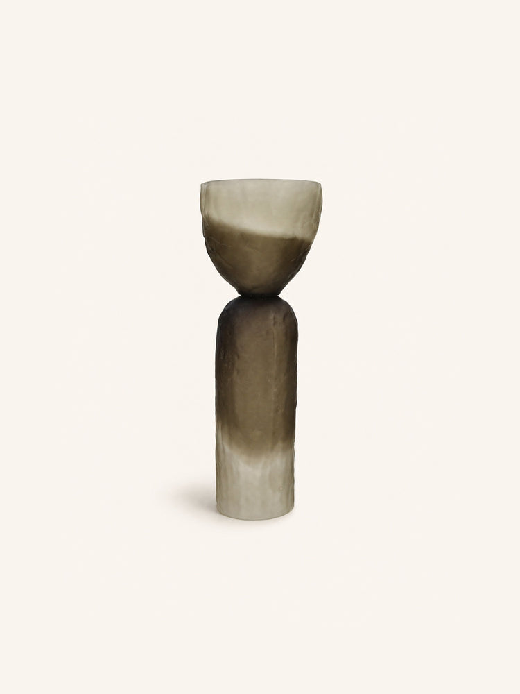 DIABOLO - vase / photophore - verre - DIA 12 x H 15 cm - fumé