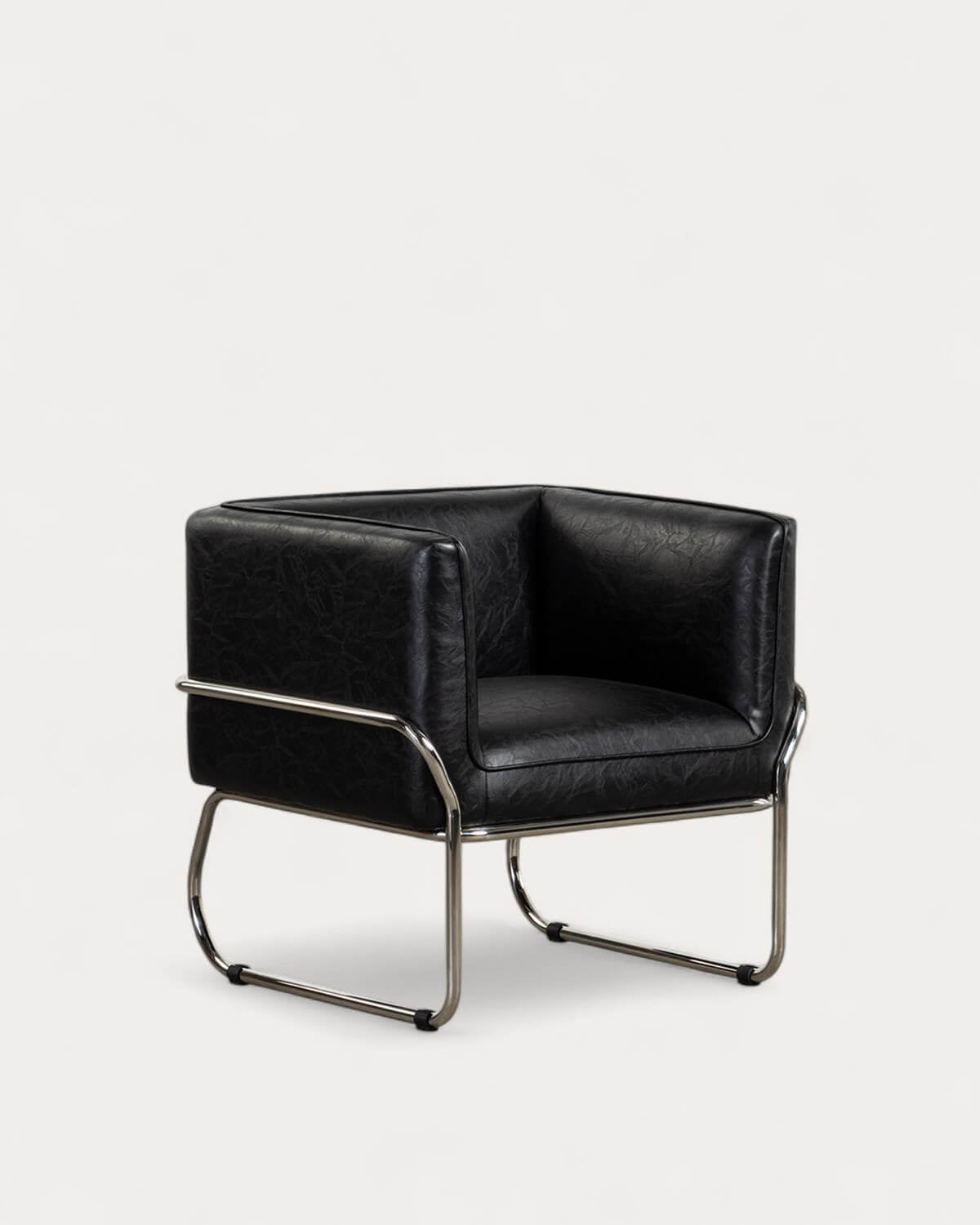 Fauteuil en similicuir et métal Marcellus