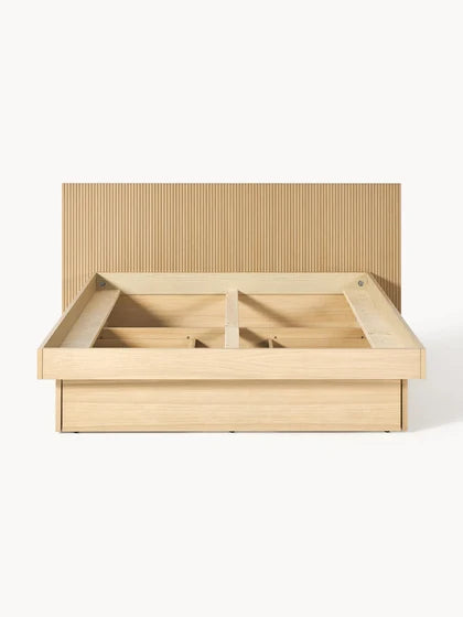 Lit en bois avec rangement et tête de lit Sato