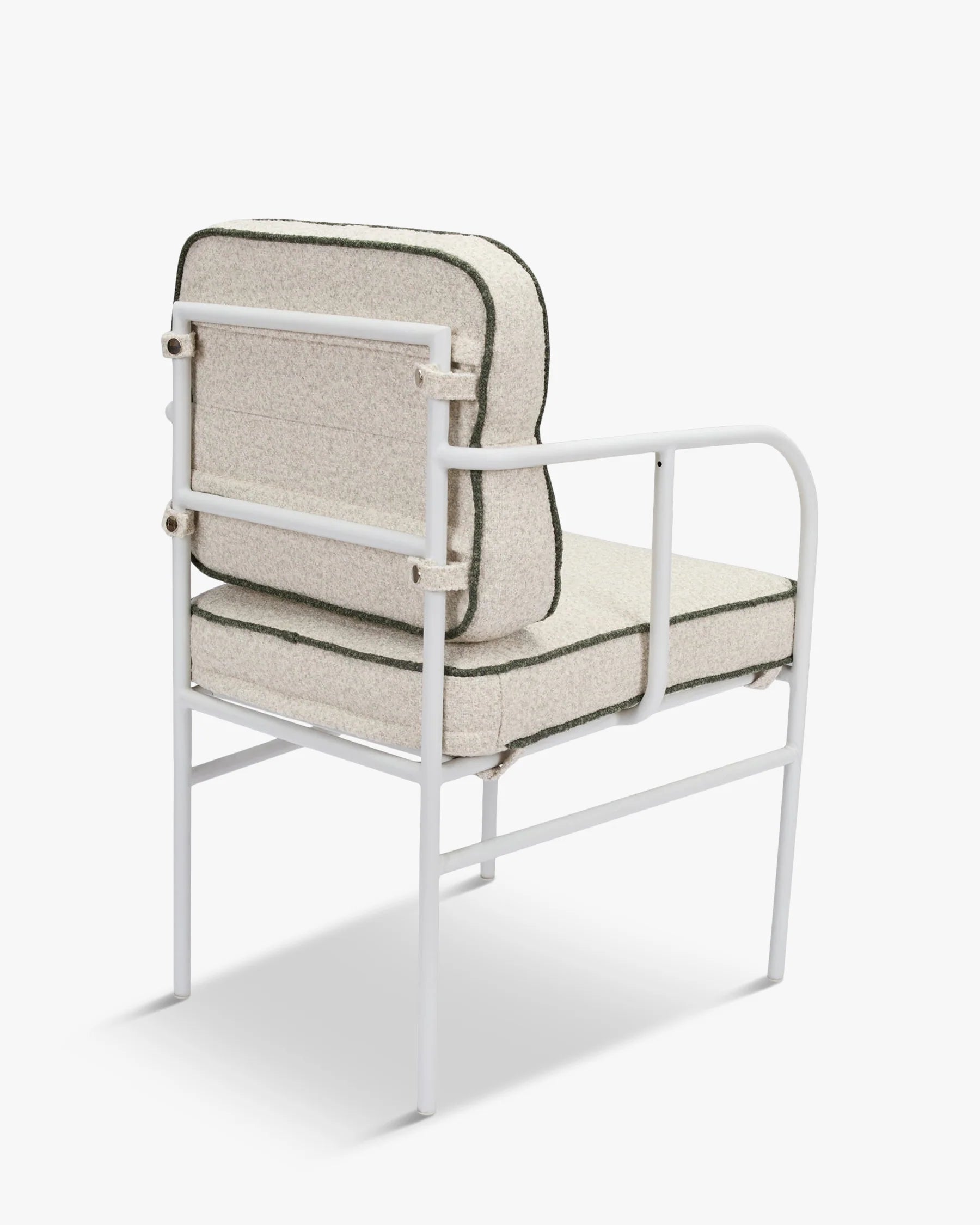 Chaise de jardin avec accoudoirs, vert sauge & métal blanc, Maddalena