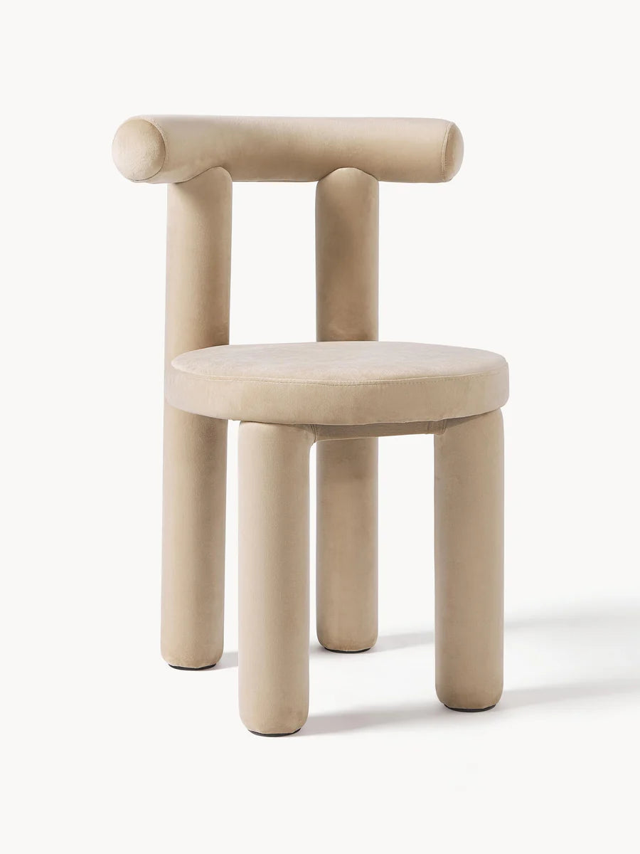 Chaise rembourrée en velours Calan
